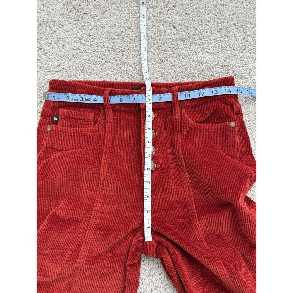 Judy Blue Women's 9/29 Ankle Straight Crop Corduroy Pant Rust Orange Button Fly - Picture 10 of 11